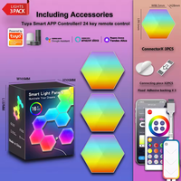 Lámpara RGBIC con Sincronización Musical WIFI, Luz LED Hexagonal Quantum, Luces LED Inteligentes Tuya Wifi para Pared, Luces Modulares en Forma de Panal para Decoración del Hogar y Juegos