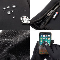 Gants de vélo imperméables et antidérapants pour hommes et femmes, pour le cyclisme et les sports de plein air, compatibles avec les écrans tactiles, noirs