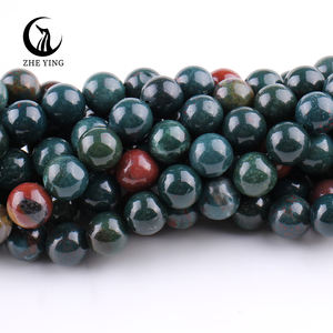 Zhe Ying 6/8/10mm Cuentas de piedra de sangre india Cuentas sueltas de piedra de sangre de piedra natural - Product Image 4