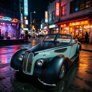 Voiture électrique de tourisme rétro vintage à coussinets souples de qualité supérieure, navette écologique pour le transfert des invités du club de campagne - Product Image 1