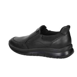 Imac Chaussures décontractées en cuir noir à enfiler pour hommes, chaussures de marche confortables à semelle épaisse - Product Image 3