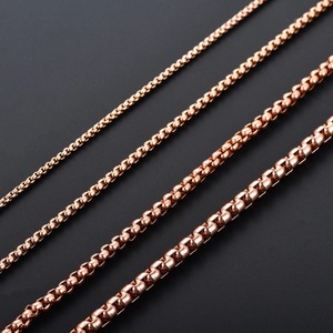 Collier chaîne Rolo carrée classique en acier inoxydable pour hommes et femmes, 2/3/4/5 mm, plaqué or rose, bijoux en métal - Product Image 4