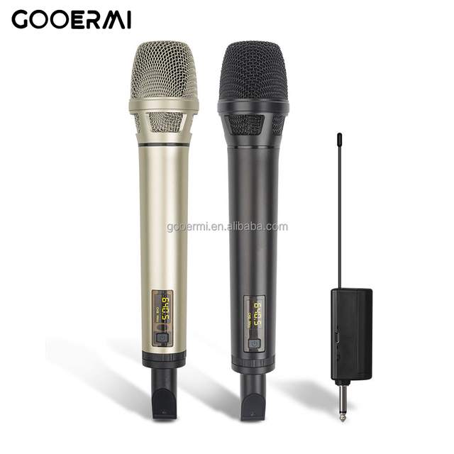 UHF Portable Wireless Microphone System, Dual Channel Handheld Mic with Dynamic Capsule and Metal Casing, Suitable for Karaoke