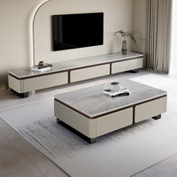 Nouvelle arrivée Meuble TV et table basse en bois massif de luxe Combinaison de rangement pour petits appartements Prêt à être expédié Fabriqué en Chine