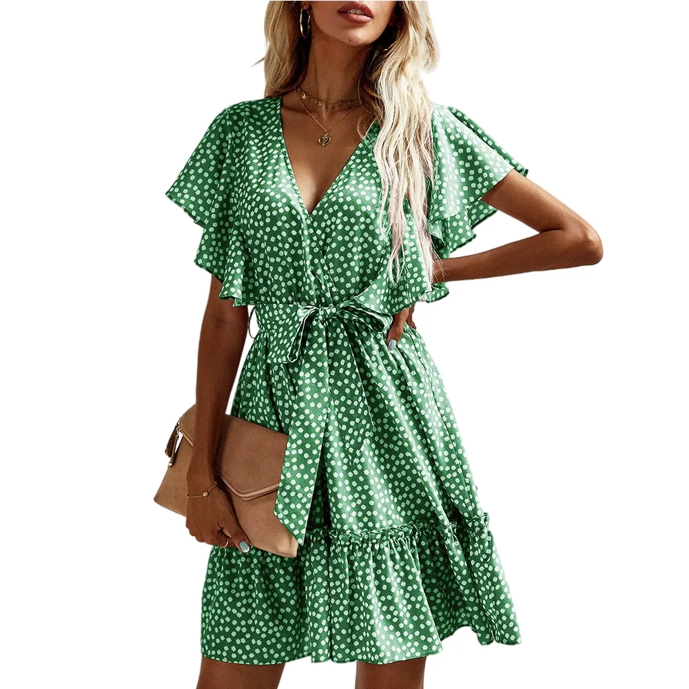 High Quality Women Clothes Floral Print Summer Casual Dresses