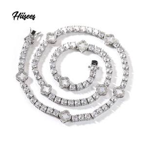 Moda blanco chapado en oro latón Cz trébol de cuatro hojas encanto joyería de moda Collar para mujeres niñas accesorios Cadena de tenis - Product Image 2
