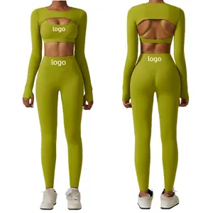3-teilig hohe taille po-lift Fitness-Bekleidung Yoga-Anzug Jackette für Sport Shorts Damenleggings Sport Fitness Yoga-Bekleidung Yoga-Set