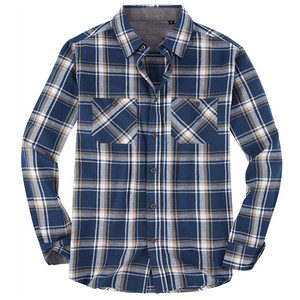 Camisas informales de manga larga con botones para hombre, camisa a cuadros de franela de leñador personalizada con bordado de logotipo - Product Image 5