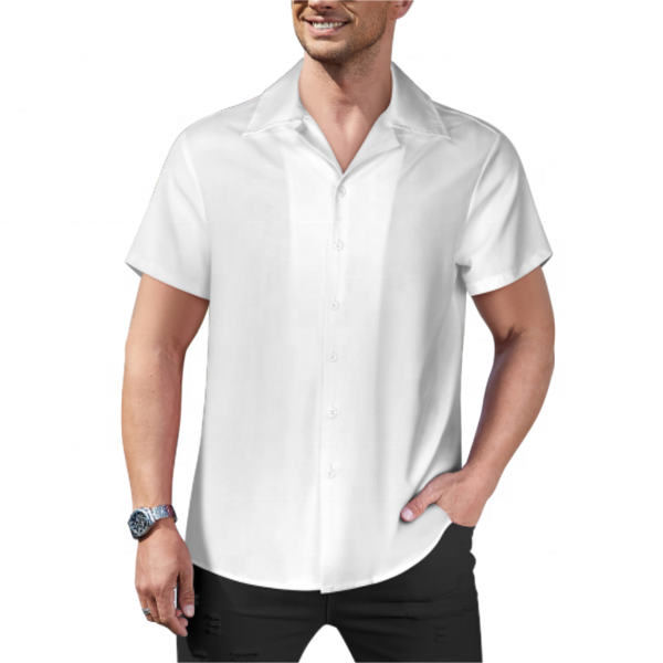 Casual Short Sleeve Button-Up Men's Breathable Twill Custom Print & Logo Shirt-A4089901