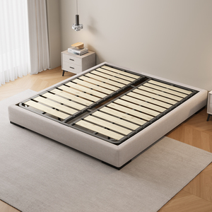 Cama de diseño moderno para dormitorio, cama tapizada personalizada, cama doble minimalista de tela, cama tamaño queen, king o matrimonial. - Product Image 1