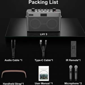 Machine <span class=keywords><strong>de</strong></span> <span class=keywords><strong>karaoké</strong></span> portable Bluetooth MT-VIKI avec 2 micros sans fil + sangle <span class=keywords><strong>de</strong></span> transport, lumières LED, carte TF - Product Image 5