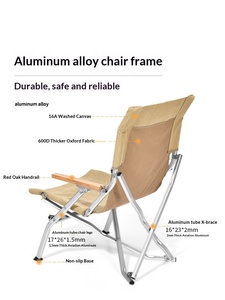 <span class=keywords><strong>Chaise</strong></span> pliante inclinable d'extérieur en aluminium et <span class=keywords><strong>toile</strong></span>, dossier haut, pour camping, pêche, plage, pause déjeuner, Sea Lion, portable. - Product Image 3