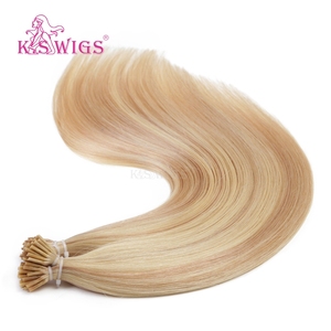 K.SWIGS P18-613# color Highlighted Blonde Stick 100% Virgin Human Hair Straight Cuticle Aligned No <b>Tangle</b> I-Tip Hair Extensions - Product Image 4