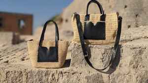 Sac fourre-tout artisanal en jonc de mer color block avec doublure en raphia, fermeture personnalisée, style bohème vibrant, tendance estivale, sac pour femme MG Origin - Product Image 2