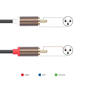 Usine personnalisée double RCA mâle à double XLR mâle câble Audio Hi-Fi amplificateur blindé OFC mélangeur câble adaptateur <span class=keywords><strong>de</strong></span> connexion Audio - Product Image 4