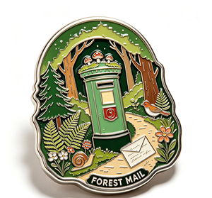 Pin de Solapa de Metal Esmaltado con Temática Postal de Bosque, Decoración de Jardín y Vida Silvestre - Product Image 3