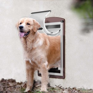 <span class=keywords><strong>Porte</strong></span> pour animaux <span class=keywords><strong>de</strong></span> compagnie en fer rectangulaire classique à double rabat magnétique verrouillable et durable avec cadre intérieur pour chats et chiens, utilisation en extérieur - Product Image 4