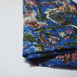 Factory Direct High Quality 100% Cotton Napkins <b>Hand</b> Block Printed Natural Vegetable Dye Embroidered Pattern Dinner Usage - Product Image 1