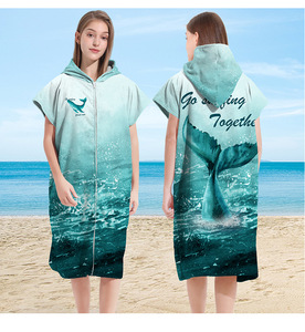 Summer <span class=keywords><strong>Surf</strong></span> <span class=keywords><strong>Poncho</strong></span> Robe avec capuche <span class=keywords><strong>Serviette</strong></span> de plage en microfibre pour hommes et femmes avec poche pour surfer et se changer - Product Image 5