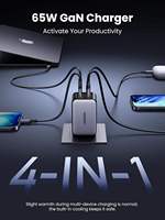 Ugreen Nexode 65W GaN 2-Port PD USB-C Pengisi Daya Dinding dengan Perlindungan Pengisian Berlebih untuk MacBook Pro/Air untuk 17/16/15 untuk S25/S24