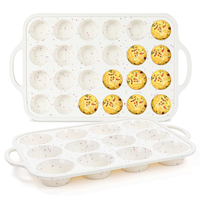 Moule à cupcakes en silicone SILIKOLOVE Factory, 24 cavités, antiadhésif, sans BPA, avec cadre métallique renforcé, mini moule à muffins, moule à gâteaux, moule à pâtisserie