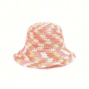 Chapeau de paille coloré tie-dye pour femme, idéal pour les vacances, tressé ajouré, protection solaire décontractée pour la plage - Product Image 5