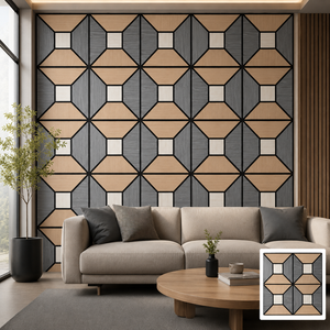Pannello Acustico 3D Moderno a Doghe Intrecciate in MDF PET, Pannello Decorativo Fonoassorbente per Soggiorno e <span class=keywords><strong>Parete</strong></span> TV - Product Image 1