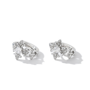 Cross Cuff Earrings Zinc Alloy Claw Setting Zircon Iris Flower Party Jewelry Unisex Geometric Design - Product Image 3