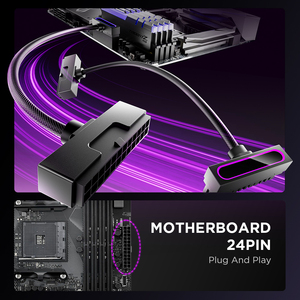 Câble d'extension d'alimentation PC AsiaHorse Hydrus-24PIN ARGB LED en cuivre intégré, minimaliste, pour carte mère de PC - Product Image 6