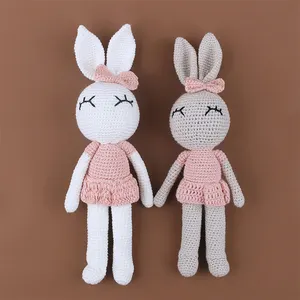 100% хлопок вязание крючком кролик розовый балет кролик ручная вязка куклы