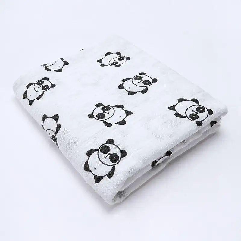 cotton muslim baby diaper infant digital printing wrap set gots certified organic muslin thermal newborn baby blanket gauze