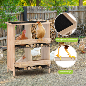 Nido de gallinas de madera de 2 niveles con bandeja extraíble para huevos, caja de puesta para aves de corral al aire libre para gallinero de patio trasero - Product Image 4