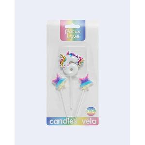 Velas de Cumpleaños Party Love, Unicornio Número 6 con Estrellas, Juego de 3 Piezas - Product Image 2
