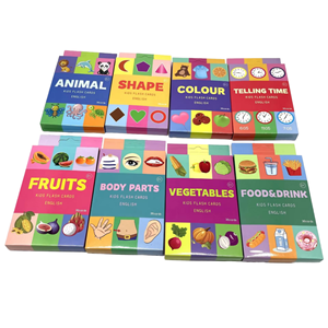 Cartes Flash pour Enfants - Ensemble d'Apprentissage de l'Anglais : Formes d'Animaux, Couleurs, Découvrir l'Heure, Fruits, Parties du Corps, Légumes, Aliments, Boissons - Product Image 1