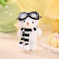 Porte-clés en peluche ours pilote mignon, accessoire de sac à dos pour fille, figurine jouet, petit cadeau
