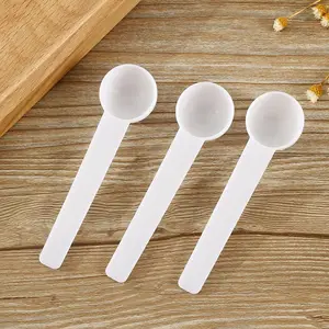 2.5g 5ml Round Disposable White Plastic PP Measuring Spoon Scoop For Powder Liquid Quantitative Teaspoon