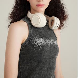 Débardeur de course à dos nageur en strass, respirant, écologique, 100% coton biologique, sans manches, effet vintage délavé, pour femme - Product Image 5