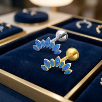 Labrets et Piercings de Cartilage d'Oreille en Titane Poli Miroir, Zircon et Plaqué Or 24K, Hypoallergéniques, Cadeau de Mariage, Bijoux Corporels