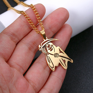 Của nam giới hip-hop thép không gỉ Grim Reaper sọ Vòng cổ xuyên biên giới thời trang với mạ vàng phong cách cá nhân - Product Image 4