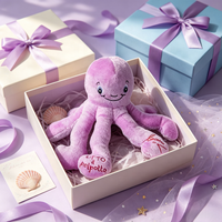 Peluche Pieuvre Violette Personnalisée, Jouet en Peluche Doux avec Logo Brodé, Vente en Gros, Jouets pour Bébés, Cadeaux Personnalisés en Peluche pour Enfants