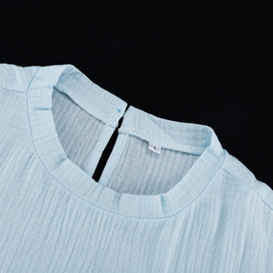 Set Due Pezzi Estivo 2026 per Donna, T-shirt a Spalla Scesa e Pantaloni in Cotone Azzurro, <span class=keywords><strong>Abbigliamento</strong></span> Casual <span class=keywords><strong>Femminile</strong></span> - Product Image 6