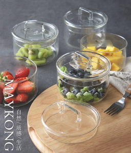 Ensemble de bols à salade de fruits empilables <span class=keywords><strong>avec</strong></span> <span class=keywords><strong>couvercle</strong></span>, pot en verre borosilicate, offre spéciale - Product Image 6
