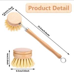 Ensemble de brosses à vaisselle en bois durable de haute qualité en gros, brosse à vaisselle en bambou - Product Image 6