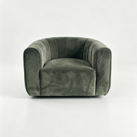Fauteuil pivotant moderne en velours vert avec dossier cannelé, fauteuil de luxe pour salon, chambre ou bureau à domicile