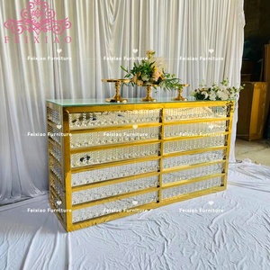 Furnitur <span class=keywords><strong>Bar</strong></span> baja tahan karat Modern Mini, Meja <span class=keywords><strong>bar</strong></span> desain konter meja kristal <span class=keywords><strong>bar</strong></span> dengan kristal gantung - Product Image 3