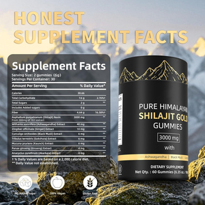Gomitas de Shilajit del Himalaya Puro OEM, Gomitas de Shilajit del Himalaya Naturales Originales, Suplementos Herbales de Oro de 3000 mg, 60 Gomitas - Product Image 6