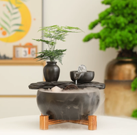 Sculpture décorative en céramique de style chinois, peinte à la main, motif végétal, avec poisson pour un flux d'eau porte-bonheur Feng Shui