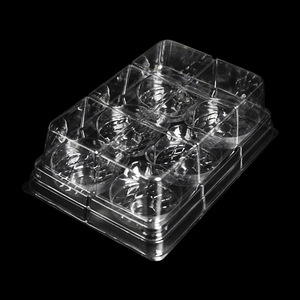 Clear 6pc Packaging Recyclable <strong>Disposable</strong> Food Box PET Multi Cavity Rectangle 0.5mm Thickness <strong>Dessert</strong> <strong>Tray</strong> Mini Cakes Pastries - Product Image 6