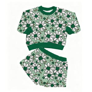 Ensembles de vêtements pour filles tendance, deux pièces, sweat-shirts à manches longues, shorts en molleton français, imprimés western, tenues pour bébés garçons - Product Image 5