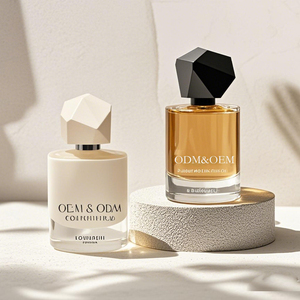 Botella de Perfume Redonda de Vidrio Personalizada de 50 ml, 30 ml, 100 ml, Botella de Perfume Blanca Mate con Tapa de Forma Poligonal Única - Product Image 1